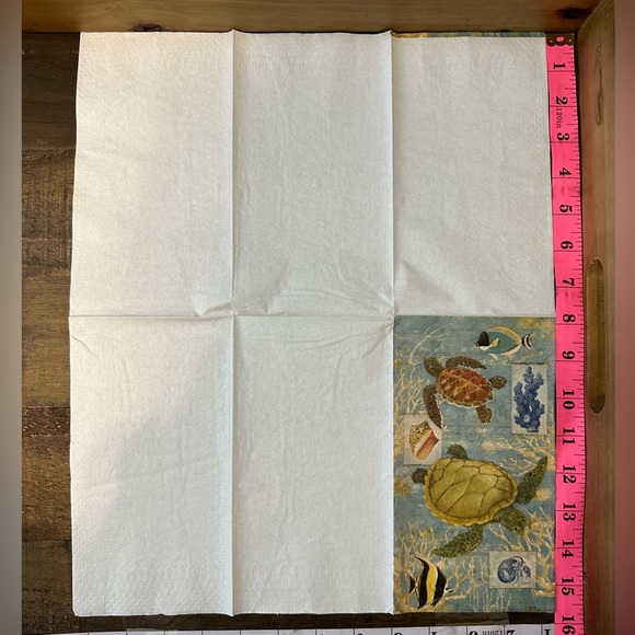 Coastal Nautical Seashell Sea Turtle Paper Napkins - Picture 5 of 6